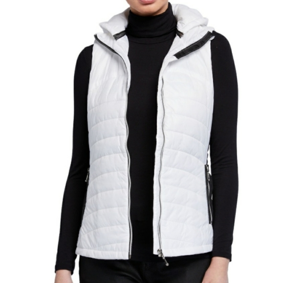 NWT Raison D'etre White & Black Vest w/ Hood - Picture 1 of 7